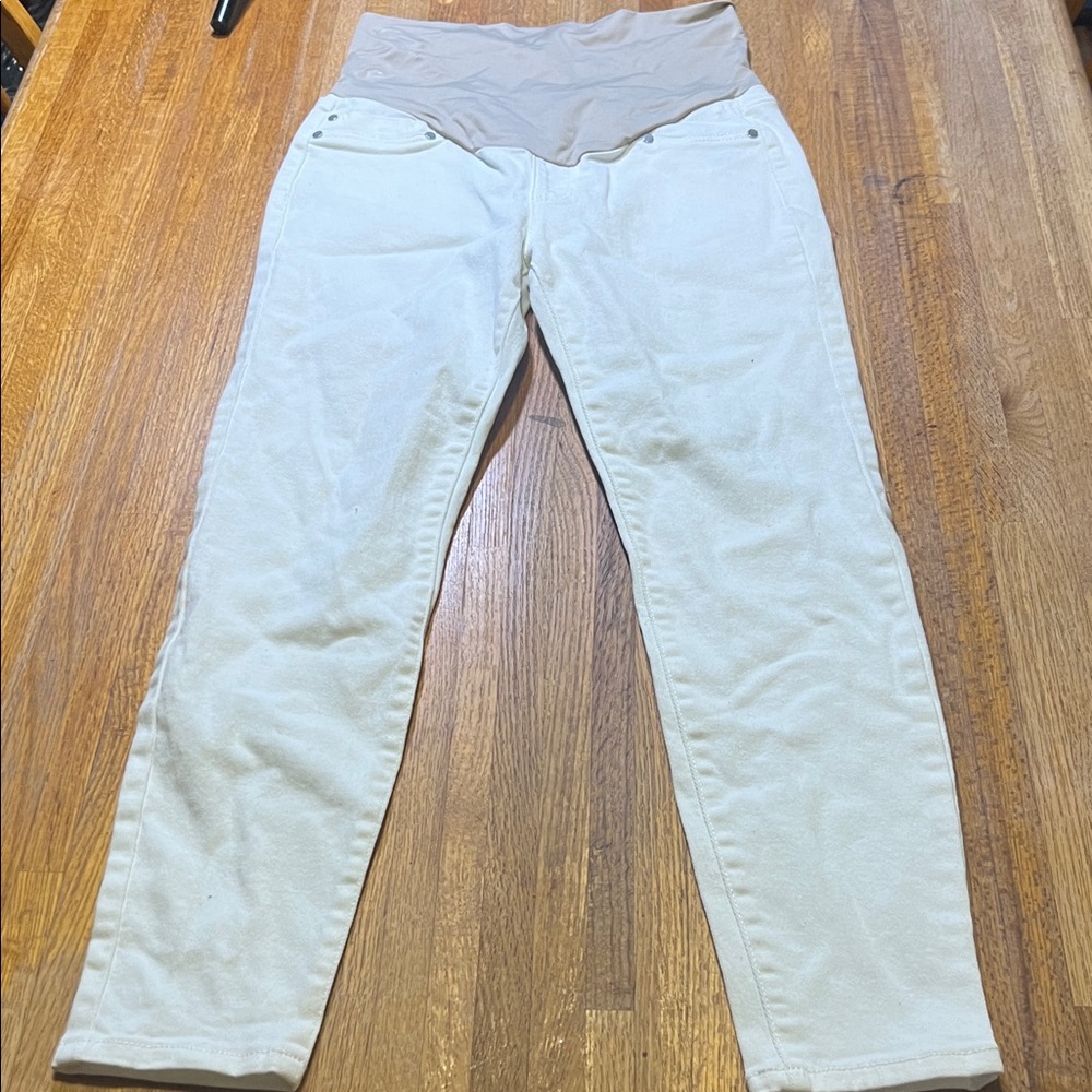 Liverpool Jeans Company Women 6 Maternity Bright White Slim Denim Jeans *Stains*